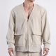 thumbnail image 1 of pstuiky camisas de manga larga para hombre, Suéter deportivo informal de manga larga con cuello en V y cremallera para hombre salir tops m, 1 of 9