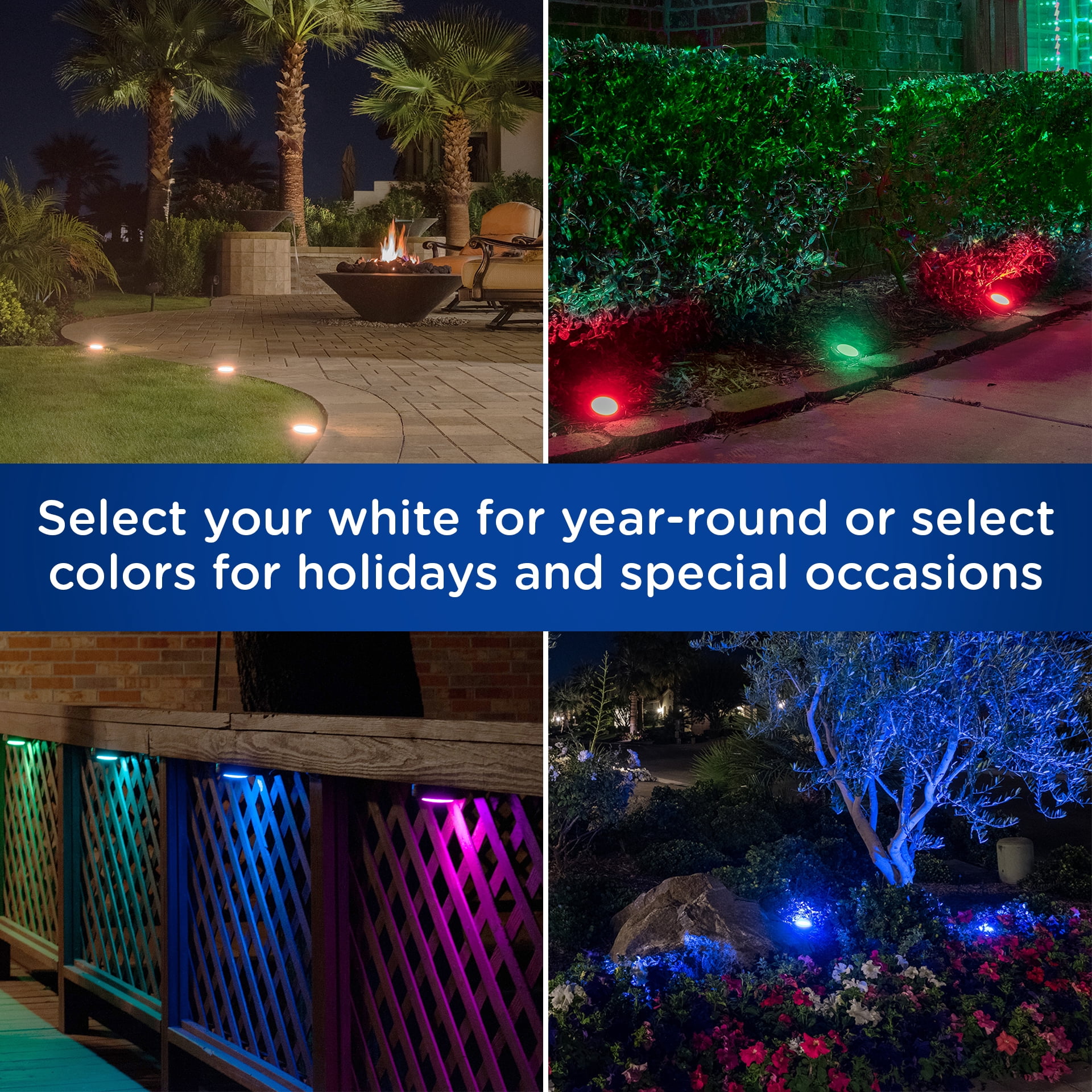 Enbrighten Seasons LED Color-Changing Landscape Path Lights, 9 Pucks, Plug-in, 41015
