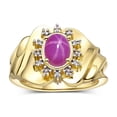 thumbnail image 1 of RYLOS Rings for Women 14K Yellow Gold Ring with Oval 7X5MM Gemstone &  Sparkling Diamonds Star Ruby Jewelry Size 7, 1 of 7