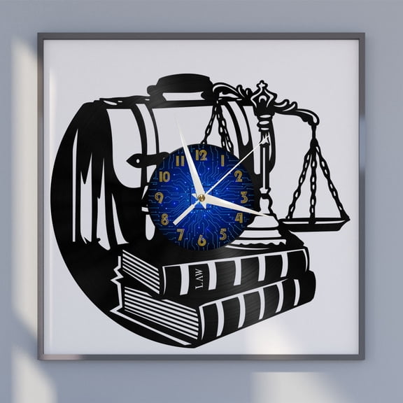 Law Firm Courtroom Decoration 12 Inch Vinyl Record Wall Clock - Silent, Creative, and Unique Clock for Living Room, Entryway, or Bedroom Decor - Perfect Gift Idea(12 inchs B without LED)