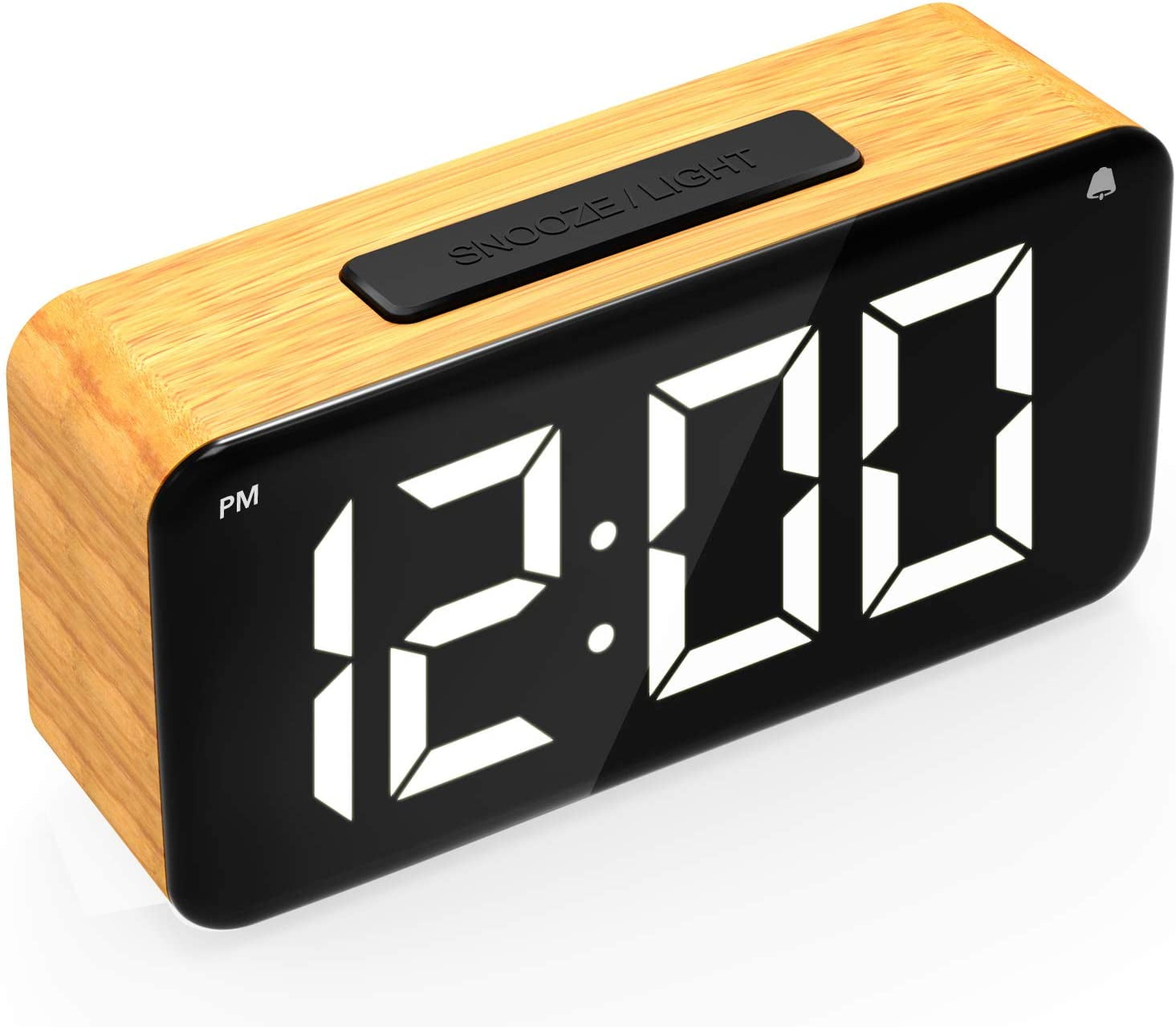 US Large LED Digital Alarm Snooze Clock Voice Control Time Display 5" Screen New 