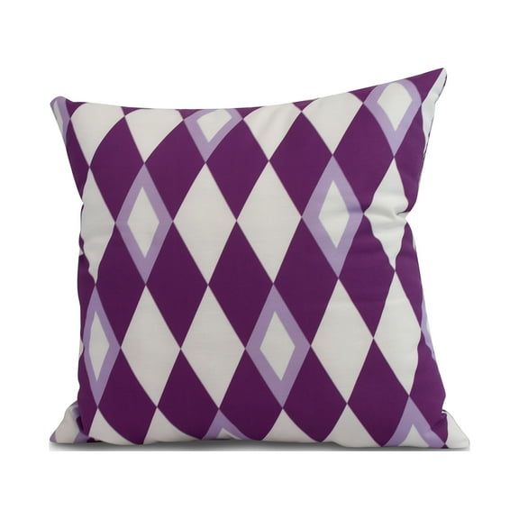 20 x 20 inch, Harlequin Geometric Print Pillow, Purple