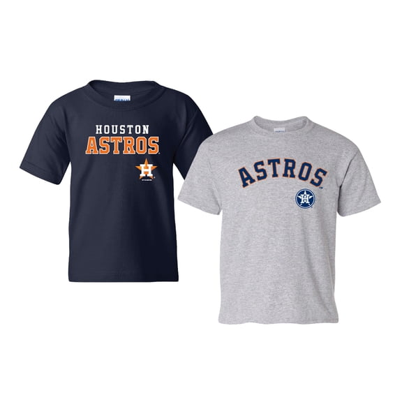 Youth Soft as a Grape Navy/Heather Gray Houston Astros 2-Pack Logo T-Shirt Set