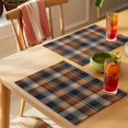 thumbnail image 4 of Orange Blue Plaid Placemats Set of 4 Farmhouse Checkered Buffalo Fall Place Mats Indoor Wipeable Table Mats Washable Cloth Dining Table Placemats for Kitchen Holiday Party Home Decor 13x19 Inch, 4 of 9