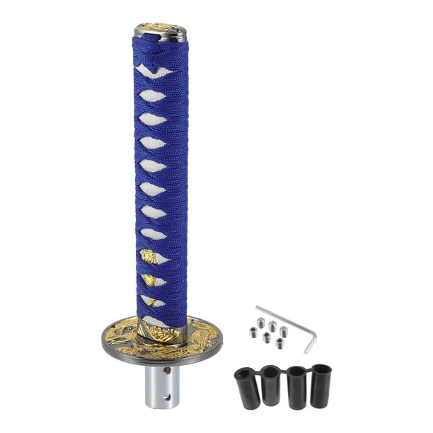 1 Set 26cm Universal Shift Knob - Car Gear Shifter Knob with 4 Adapter for Automatic and Manual Vehicle - Aluminum Alloy Iron Blue White