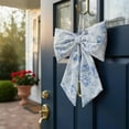 thumbnail image 2 of Floral Decorative Bow, Blue and White, 13.75", by My Texas House, 2 of 4