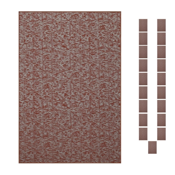 Furnish My Place Modern Indoor/Outdoor Commercial Rust Rug, Modern Area Rug, Baby Nursery Mat, Pet-Friendly Carpet for Living Room, Playroom, Made in USA, 1.5' x 2.25' Rectangle - Set of 20