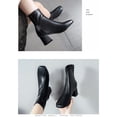 thumbnail image 4 of Botas cortas de tacón medio con punta cuadrada, estilo británico, moda otoño-invierno, botas cortas de tacón grueso para mujer, color negro 37, 4 of 5
