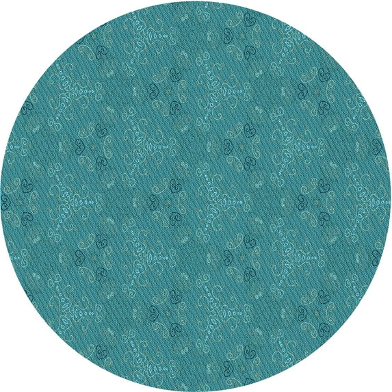 Ahgly Company Machine Washable Indoor Square Transitional Dark Cyan Green Area Rugs, 3' Square