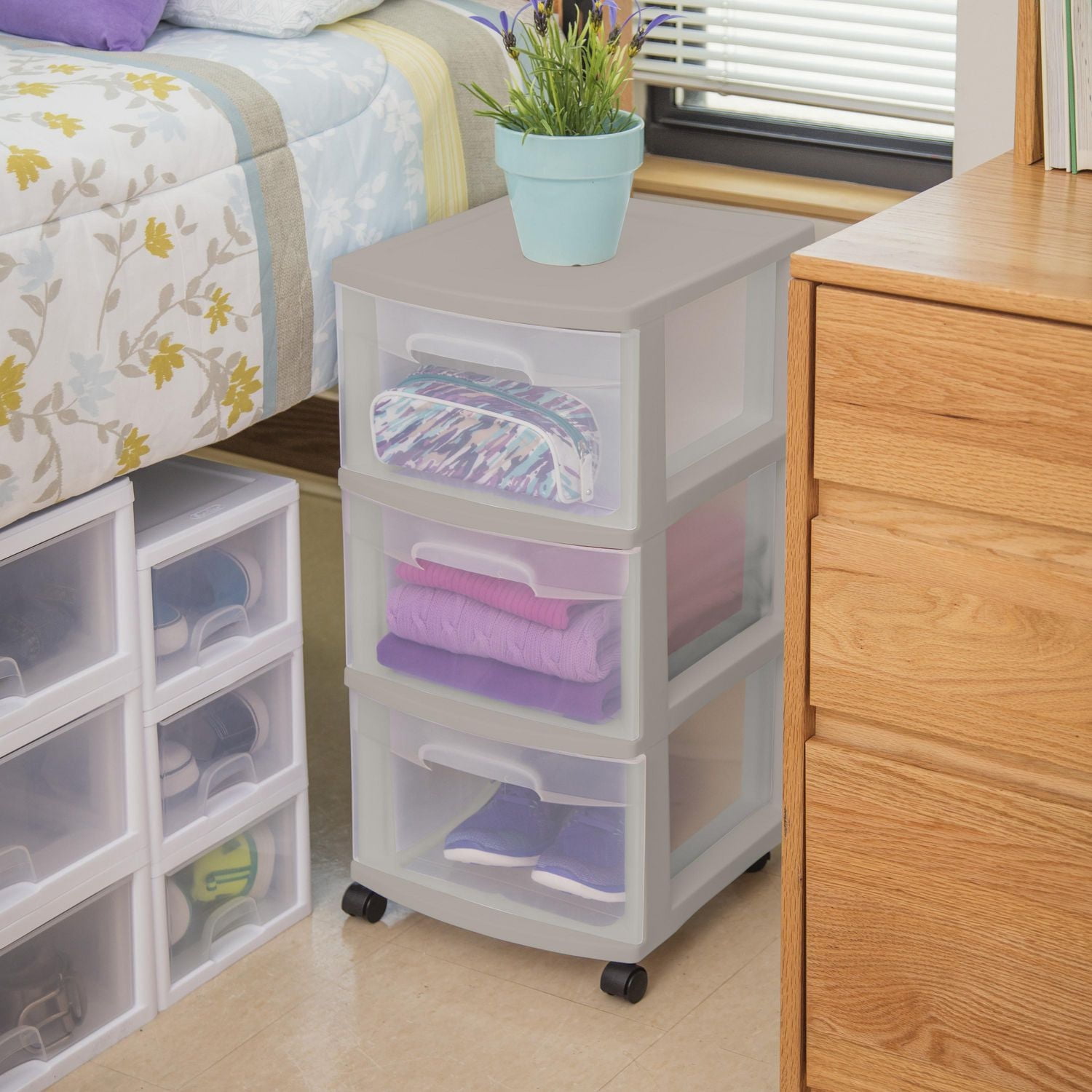 Sterilite 3 Drawer Cart Grey