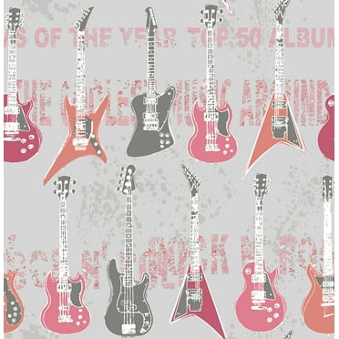 Brewster Richards Pink Rock Star Guitar Stripe Wallpaper