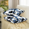thumbnail image 3 of Geometric Throw Pillow Covers 18"x18" Set of 2 Soft Blue Black White Stripe Line Cushion Covers Pillow Cases for Couch Sofa Bedroom Car Reversible Modern Art Decorative Throw Pillowcases, 3 of 6
