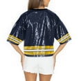 thumbnail image 2 of Women's Gameday Couture Navy Michigan Wolverines Sequin Striped Cropped Fashion Jersey T-Shirt, 2 of 3