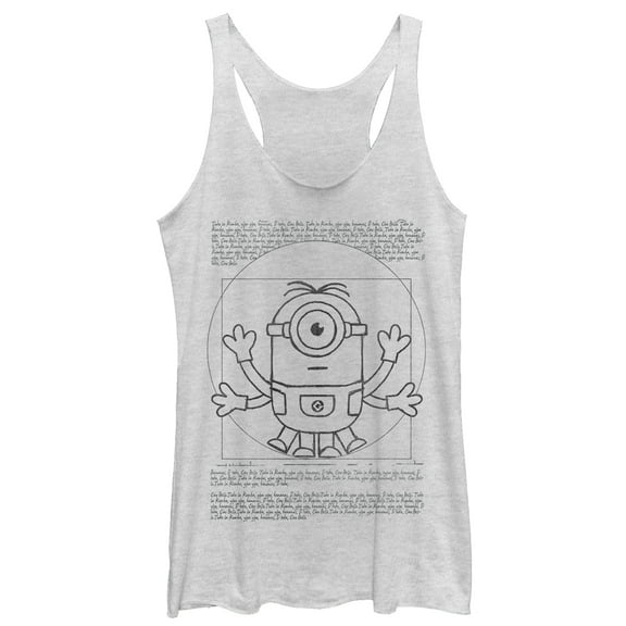 Women's Despicable Me Minion da Vinci Man  Racerback Tank Top White Heather Small