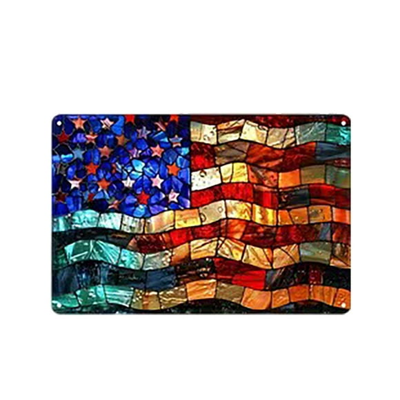 Patriotic Acrylic Stained Glass Window Hanging 4th Of July Flag Suncatcher Double Ornaments Red White And Blue Window Panel Art Crafts Decorations For Home Door Wall Stained Glass Panels Stained Glass