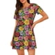 thumbnail image 1 of Balery Daisies Flowers Camisón de manga corta con cuello redondo para mujer, cómodo y elegante., 1 of 6