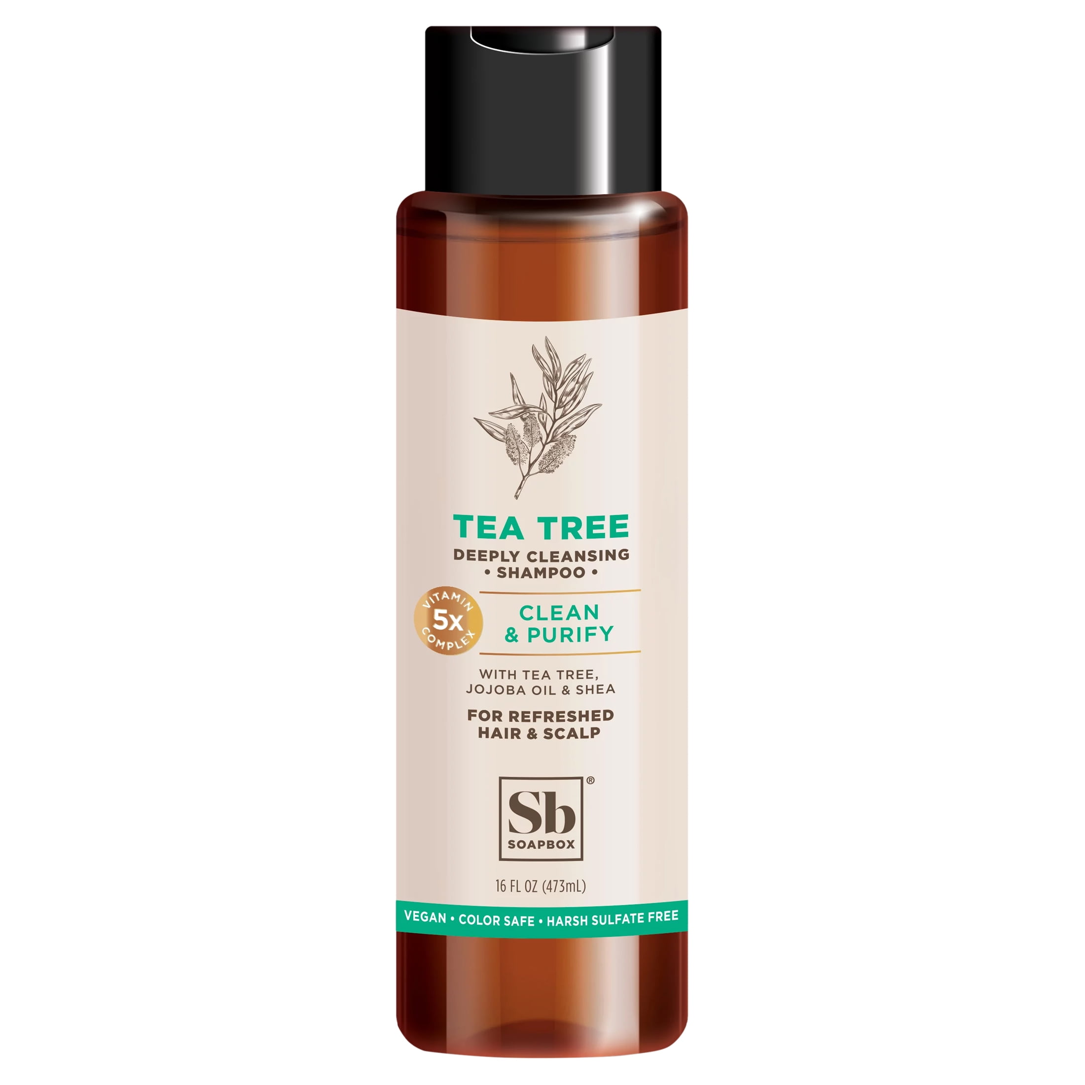 Soapbox Tea Tree Clean & Purify Shampoo with Shea Butter, 16 oz