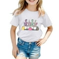 thumbnail image 4 of MIASHUI Haut à Manches Courtes pour Garçons et Filles, T-Shirt Graphique de Pâques, Col Rond d'Été, Blanc, 10-11 Ans, 4 of 4