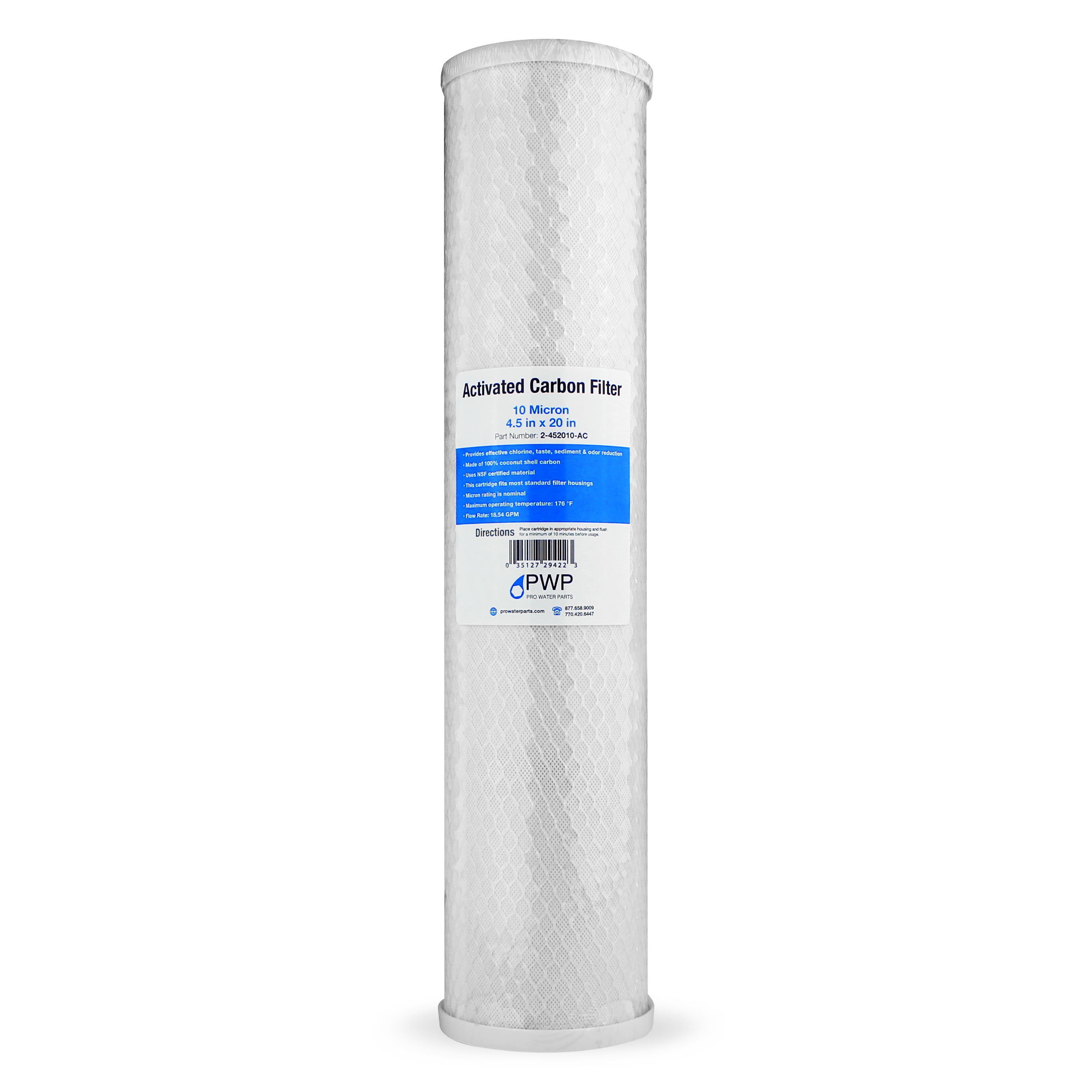 4.5 x 10 In Carbon Block Water Filter Whole House RO CTO 20 Micron
