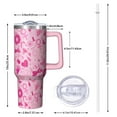 thumbnail image 2 of Pink Breast Cancer Tumbler with Handle and Lid,40oz Double Wall Vacuum Insulated Tumbler,Cups Gift for Women and Men, 2 of 7