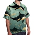 thumbnail image 2 of Whale Men's Short Sleeve Button Down Casual Poplin Shirts for Summer Beach, Printed Design - Unisex, 2 of 6