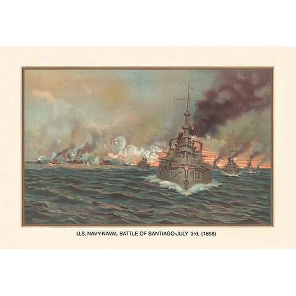 Naval Battle of Santiago, July 3rd, 1898 Fine art canvas print (20" x 30")