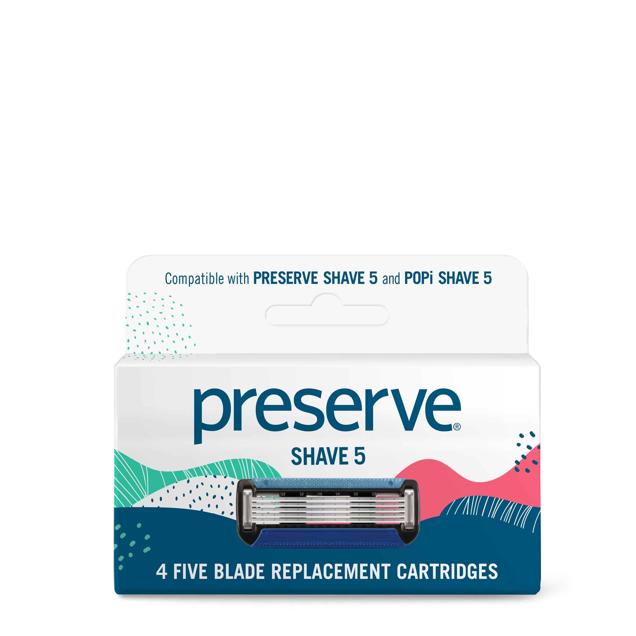 Preserve Five Blade Replacement Cartridges for Preserve Shave Five Recycled Razor, 4 Count