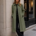 thumbnail image 6 of SHENGXINY Women's Long Button Trench Coat Lapel Lined Kneee Length Long Sleeve Windproof Outwears Casual Jacket for Work Daily Wear Fall Winter Green 3XL, 6 of 9