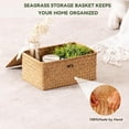 thumbnail image 4 of Storage Basket with Lid, Natural Seagrass Bin with Lid Set of 3, Shelf Baskets Multipurpose Container for Boho Decoration, Rectangular Household Storage Boxes for Home Organization, 4 of 7
