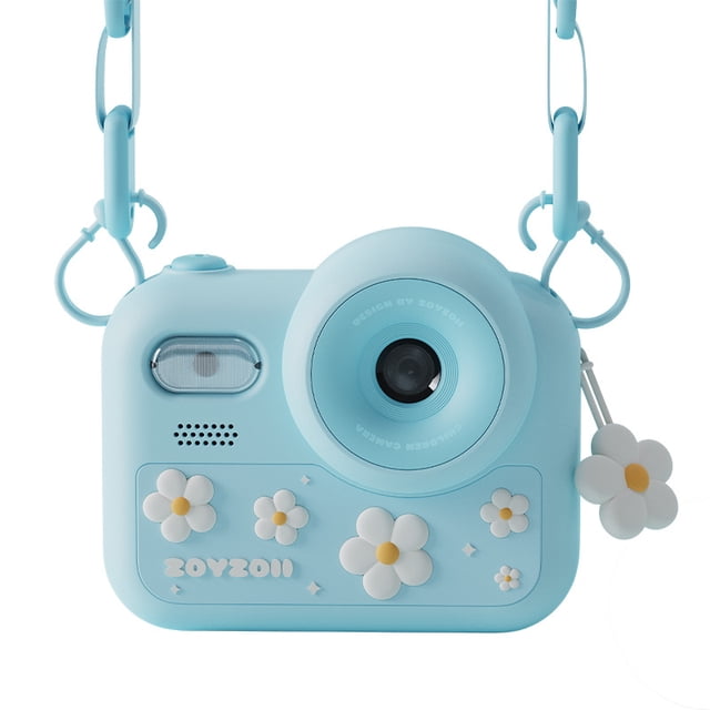 Cámara Digital Instantánea para Niños Diseño Campo de Flores Azul con Memoria 32GB Filtros Divertidos Grabación de Video Material Seguro Libre de BPA Ideal para Niños de 3 a 5 Años Resistente