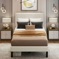 thumbnail image 3 of DEXTRUS Full Size Upholstered Bed Frame with Adjustable Headboard, Beige, 3 of 8