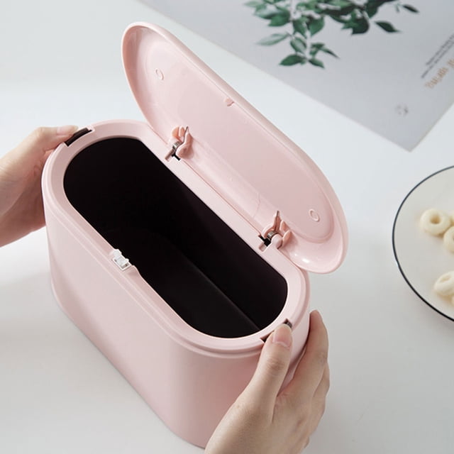 Ruiboury Portable And Versatile Trash Bin Lightweight For Any Occasion Plastic Portable Table Waste Dustbin Plastic Desktop pink 1Set