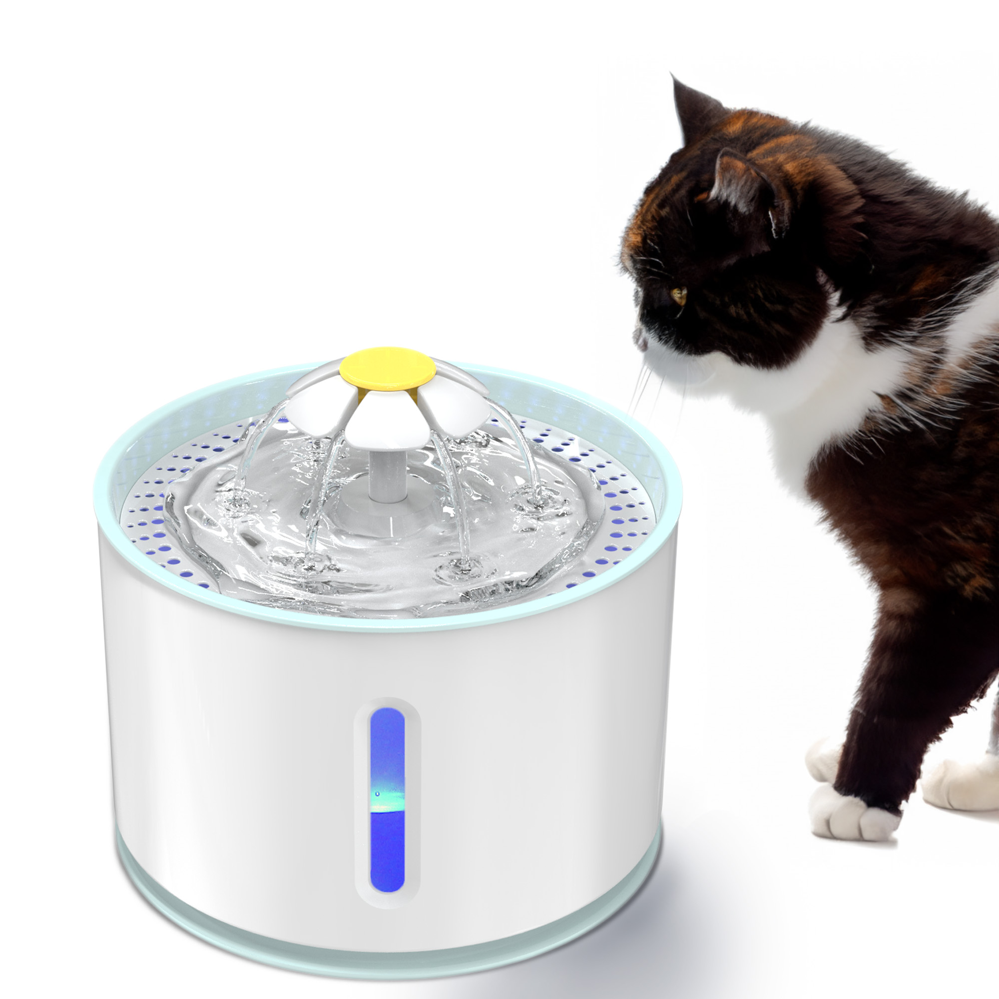 Petlivat Cat Water Fountain, 81oz/2.4L, 3 Filters Included，Pet Fountain with Mild Blue LED Light