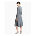 thumbnail image 2 of ALFANI Womens Gray Textured Ribbed Elastic Waist Heather Long Sleeve Surplice Neckline Knee Length Wear To Work Sheath Dress Petites P\XL, 2 of 4