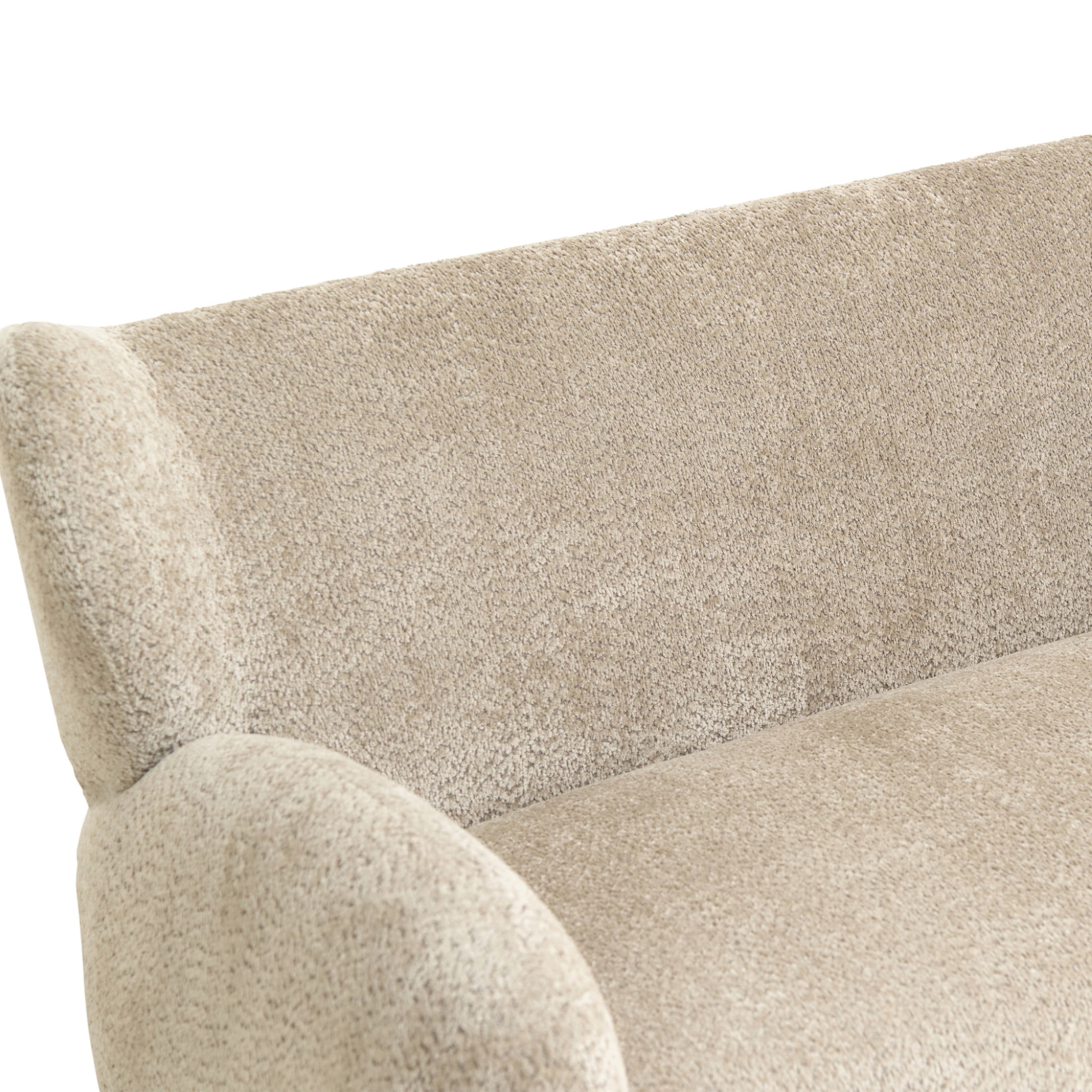 Noble House Misty Nordic 58" Loveseat Accent Chair, Curved Backrest Chenille Fabric Sofa for Living Room, Camel