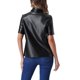 thumbnail image 3 of CAMISA DE CUERO PU INSPIRE CHIC CON BOTONES PARA MUJERES, BLUSA DE MANGA CORTA CON COLLAR, CHAQUETA, TOP DE FIESTA Y CLUB, TAMAÑO M NEGRO, 3 of 6