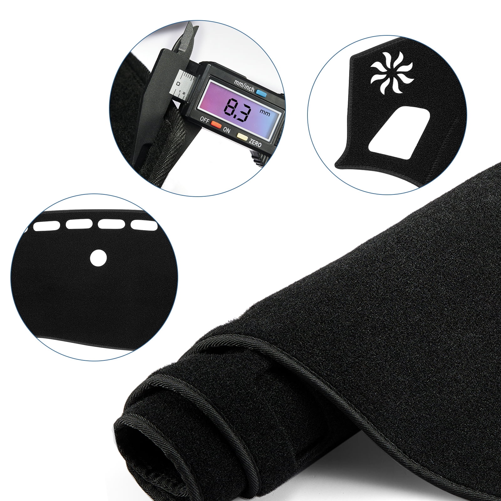 SPEEDWOW Dash Cover for 2016–2020 Kia Optima, Sun Protection Anti-Vertigo Mat Blanket, Dustproof Non-Slip Dashboard Cover, Black