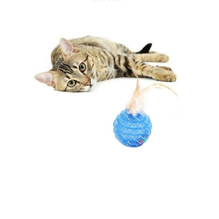 Cat Feather Teaser Toys - Interactive Chewing Plastic Pipe Roll Ball Training Toys for Cats