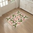 thumbnail image 3 of ODIKA 3'x5' Washable Accent Rug Pet Friendly, Non-Shedding Mat Olive Geometric Decorative Design Symmetrical Floral Motifs with Elegant for Bedside, Nursery Room, 3 of 7