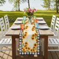thumbnail image 4 of Table Runners 70 Inches Long Dress Scarves, Sunflowers Farmhouse Coffee/Dining/Kitchen Table Decor, Holiday Table Runner, Summer Country Botanical Yellow Flowers Plaid 13x70 Inch, 4 of 9