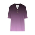 thumbnail image 6 of Olyvenn Women's Gradient Tops Summer Trendy 2025 Dressy Casual Bloues Loose Fit Half Sleeve Buttons V Neck Tshirts Shirts Purple S, 6 of 6