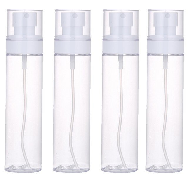 Botellas de Spray de viaje, 4 Uds., botellas de Spray de plástico transparente vacío rellenables, atomizador de enjuague bucal, botella de Aerosol de tamaño de viaje