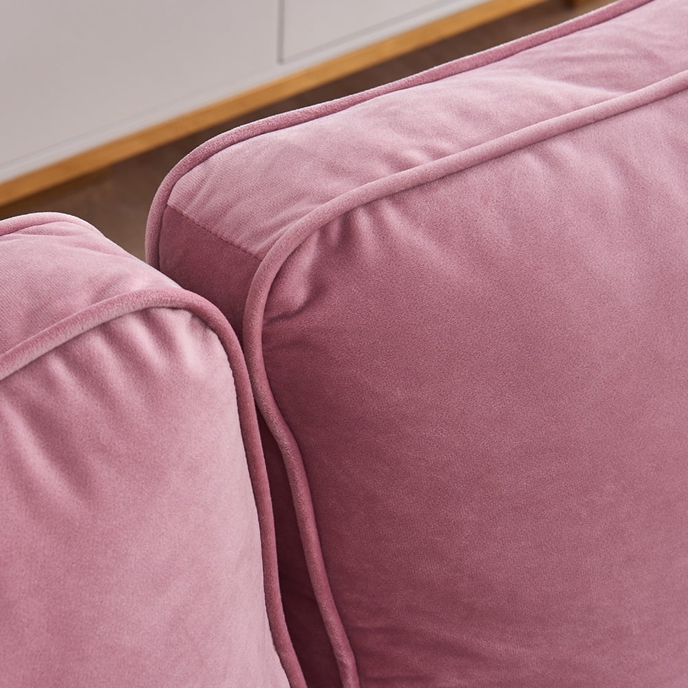 Kepooman Mid-Century Modern Velvet Fabric Loveseat Sofa Couch Bed for Living Room Furniture, 71 inches, Pink Kepooman Mid-Century Modern Velvet Fabric Loveseat Sofa Couch Bed for Living Room Furniture, 71 inches, Pink