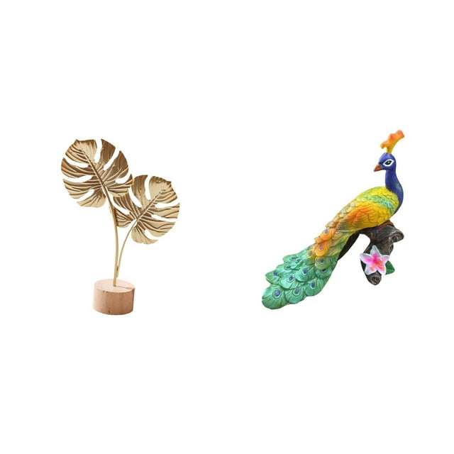 Escultura de hoja de metal, figura artística de hoja con base de , material de resina de madera de hierro para dormitorio, sala de estar, ofi