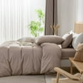 thumbnail image 6 of ZOVAN Linen Feel Duvet Cover Set 100% Washed Cotton Super Soft Breathable Durable ( Khaki, King), 6 of 7