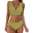 thumbnail image 1 of adviicd Maillots de Bain pour Femmes Ensemble Bikini pour Femmes Maillots de Bain Deux Pièces Col en V Dos Croisé à Nouer Bretelles Spaghetti Vert,m, 1 of 5
