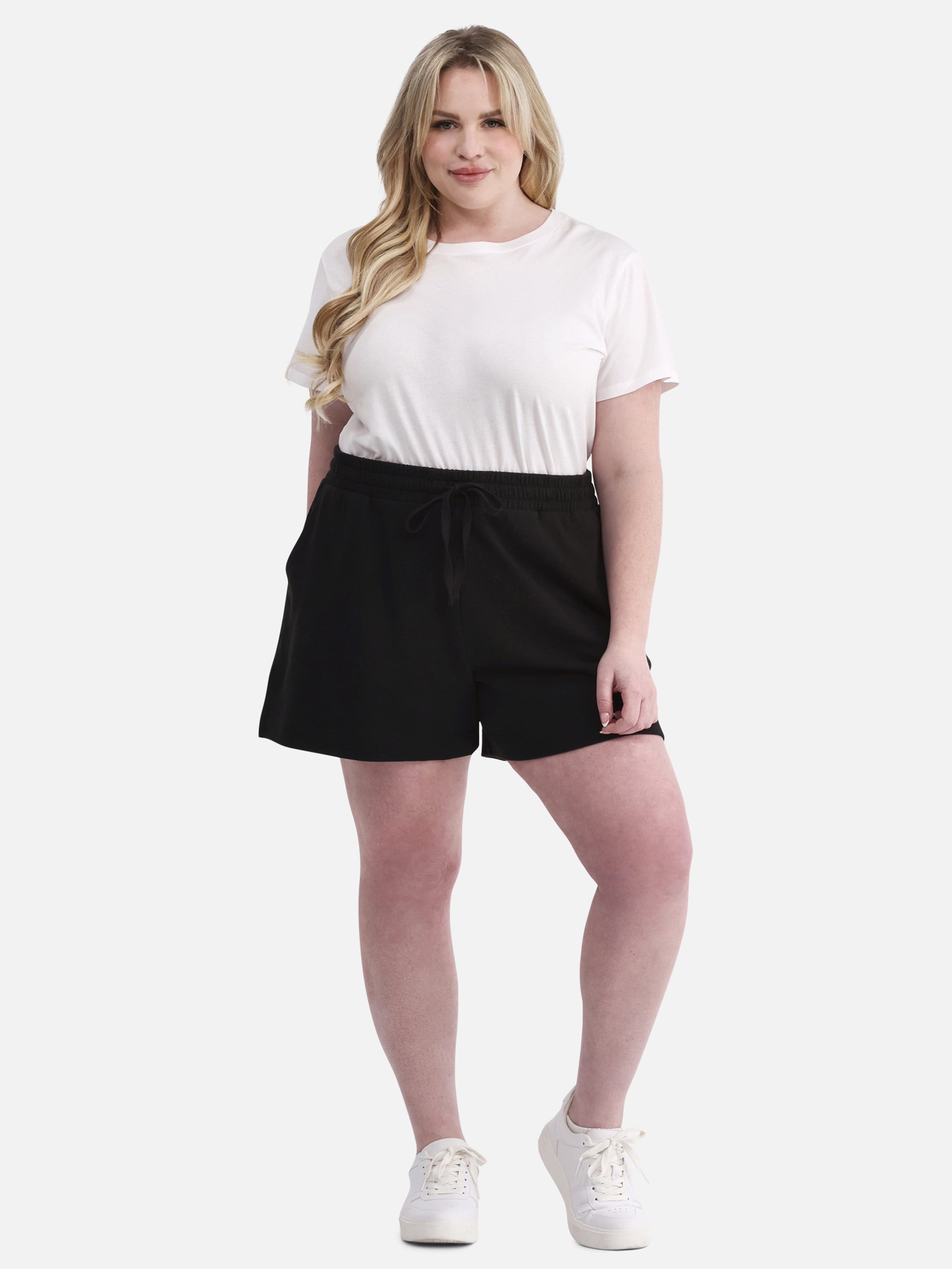Terra & Sky Women’s Plus Size Pull On French Terry Cloth Shorts with Pockets, 5” Inseam, Sizes 0X-5X