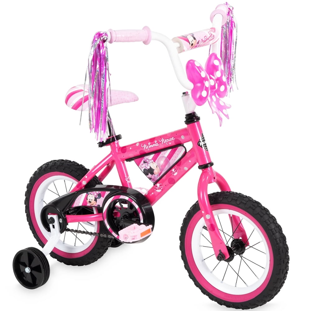 Huffy Disney Minnie Mouse Girls' Bike with Training Wheels, 12inch