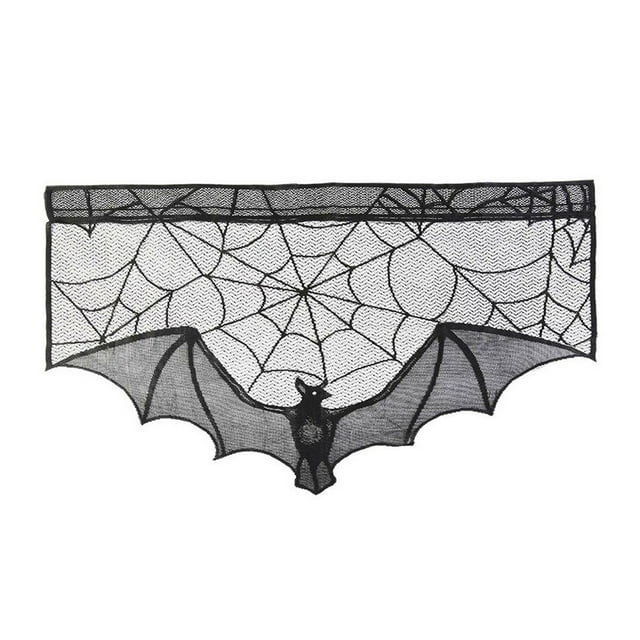 Gkeoshab Rideau Chauve-Souris Rideau Halloween Rideau en Dentelle Halloween Décoration de Porte Rideau Noir Déco Maison Maison et Jardin