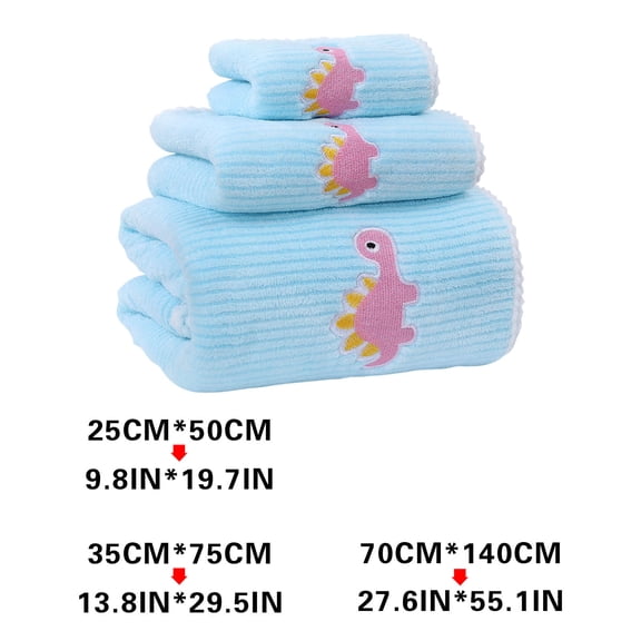Bath Towel Set, Soft Water Absorbent Microfiber Bath Towel, Coral Velvet Little Dinosaur Series Wearable Travel Towel Set Quick Dry, Sky Blue
